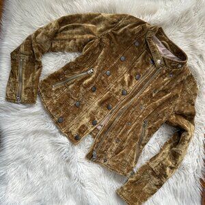Free People Crushed Velvet Green Jacket